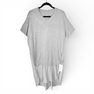 NWT ESSEN. LAUTREAMONT Knit Sweater Shirt Dress Medium Layered Pinstripe Gray